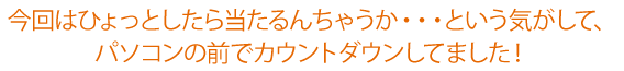 今回はひょっとしたら当たるんちゃうか・・・という気がして、パソコンの前でカウントダウンしてました！